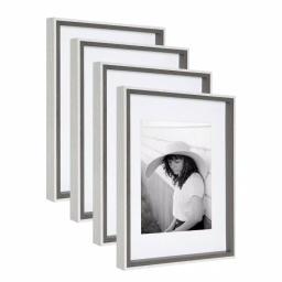 Kate and Laurel Gibson 11 x 14 in. Gallery Wall Picture Frame Set, Matted to 8 x 10 in., Gray and White (Set of 4) thumbnail 1