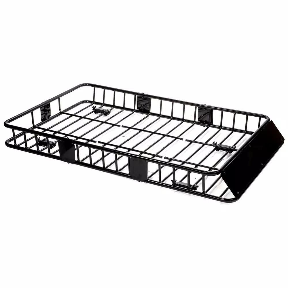 Stark Universal Roof Basket Cargo Carrier with Rack Extensions, 150 lb Capacity, Black