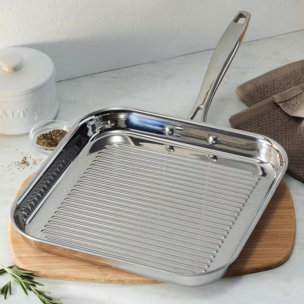 Tramontina Gourmet Tri-Ply Clad 11 in. Stainless Steel Square Grill Pan