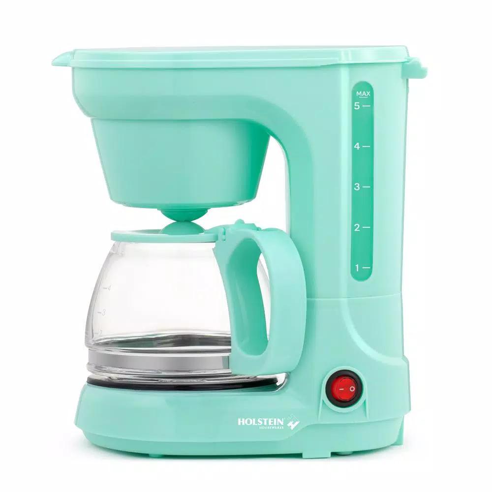 Holstein Housewares 5-Cup Drip Coffee Maker, Compact Design, Mint