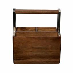 Honey-Can-Do Acacia Wood and MDF Kitchen Utensil Holder with Gunmetal Steel Accents thumbnail 4