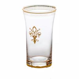 Abigails Fleur De Lis 11 oz. Glass Tumbler Set with Gold Trim and White Dot Accents (Set of 4) thumbnail 1