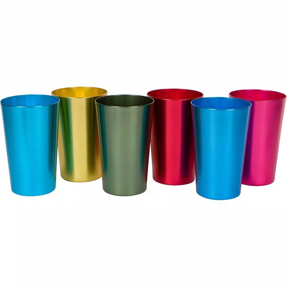 Trademark Innovations 6-Piece Assorted Color Retro Aluminum Tumbler Set, 18 oz.