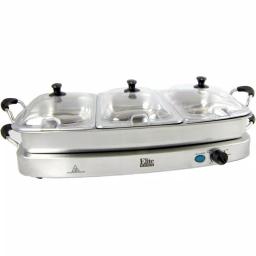 Elite Platinum Triple Deluxe Warming Tray and Buffet Server Set with 7.5 Qt. Stainless Steel Pan thumbnail 1