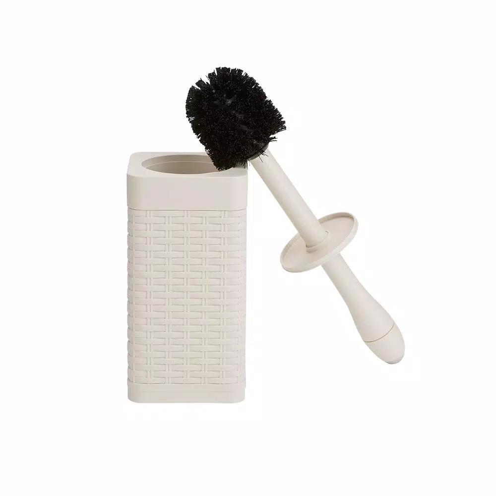 Mind Reader 12 in. Plastic Toilet Brush and Holder Set, Ivory