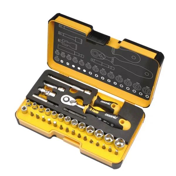 Felo R-GO Felo 36-Piece 1/4 in. Ergonic Ratchet and Stubby Imperial Multi-Tool Set
