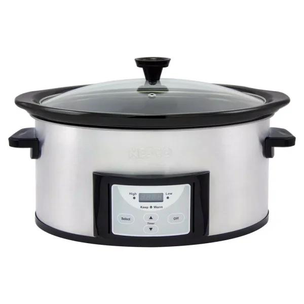 NESCO Pick-a-Pot 6 Qt. Stainless Steel Digital Slow Cooker with 3 Removable Ceramic Pots