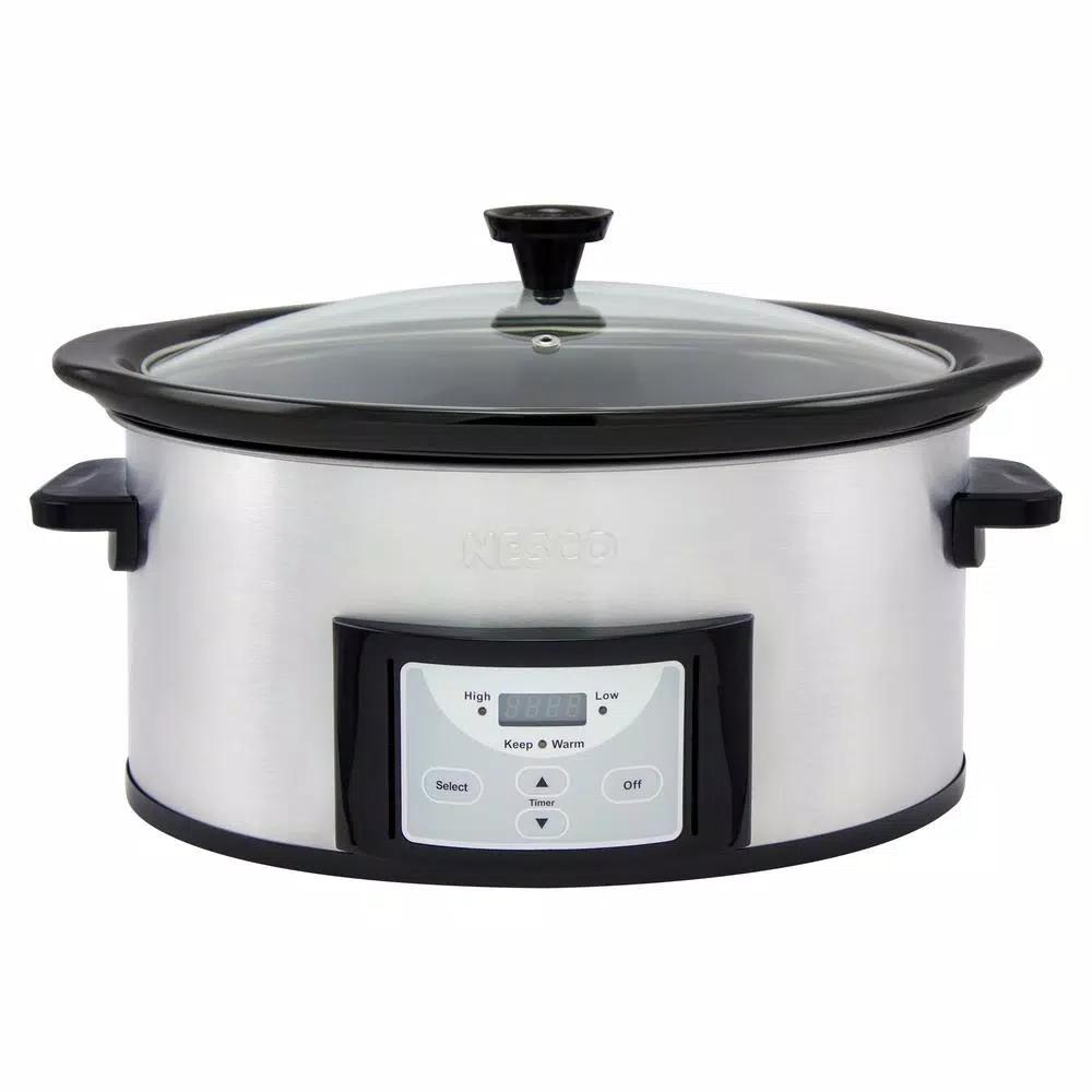 NESCO Pick-a-Pot 6 Qt. Stainless Steel Digital Slow Cooker with 3 Removable Ceramic Pots