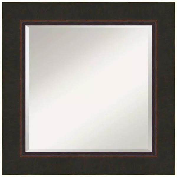 Amanti Art Milano 26 in. Square Beveled Edge Bathroom Vanity Mirror, Bronze Wood Frame