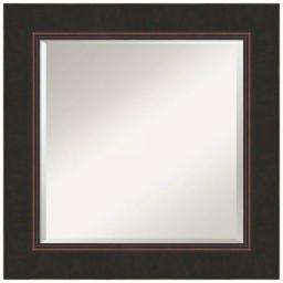 Amanti Art Milano 26 in. Square Beveled Edge Bathroom Vanity Mirror, Bronze Wood Frame thumbnail 1