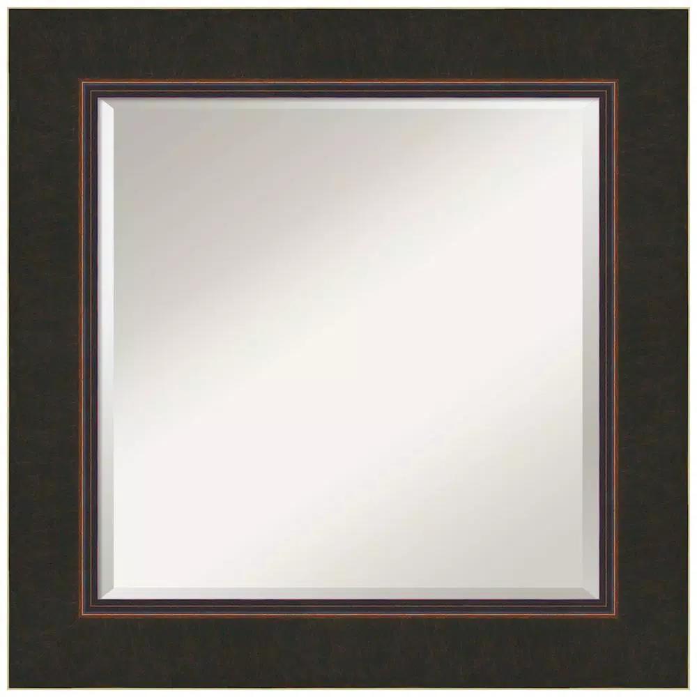 Amanti Art Milano 26 in. Square Beveled Edge Bathroom Vanity Mirror, Bronze Wood Frame