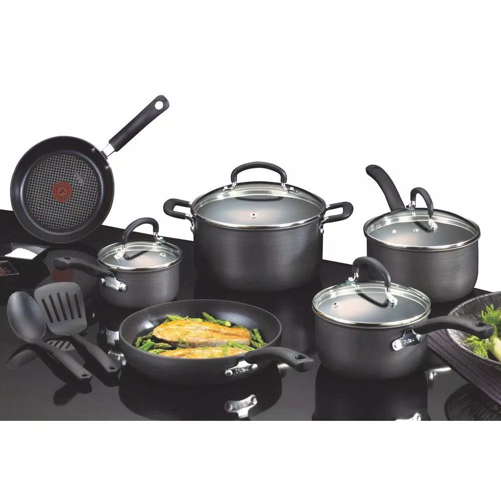 T-fal Ultimate 12-Piece Hard-Anodized Aluminum Nonstick Cookware Set, Black