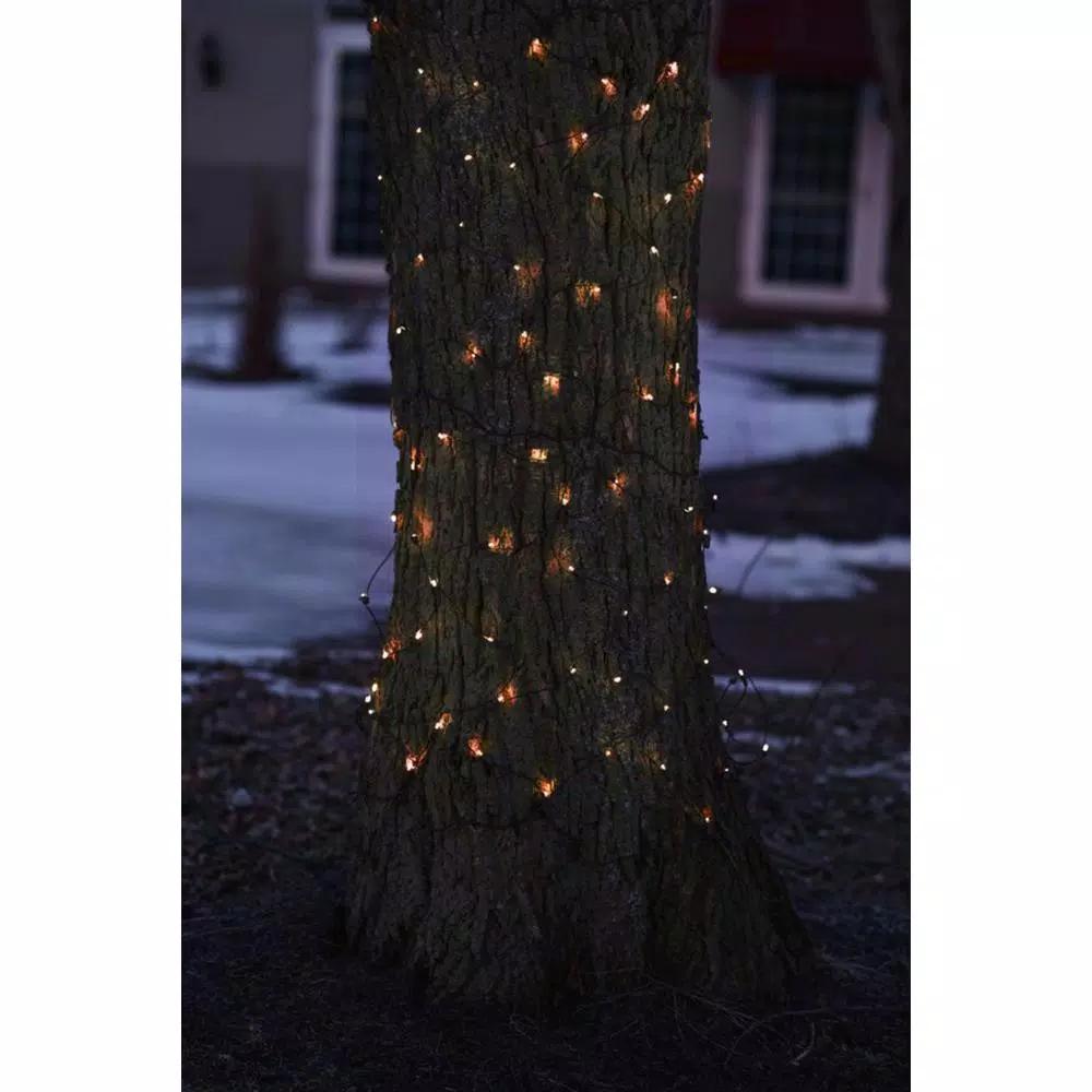 Northlight Orange LED Net Style Tree Trunk Wrap Christmas Lights with Brown Wire, 2 ft. x 8 ft.