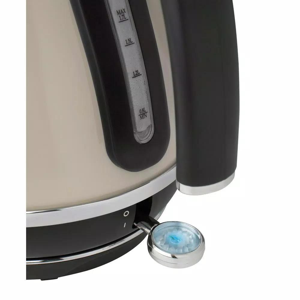 Haden Cotswold 1.7L 7-Cup Stainless Steel Electric Kettle with Auto Shut-Off, Putty Beige