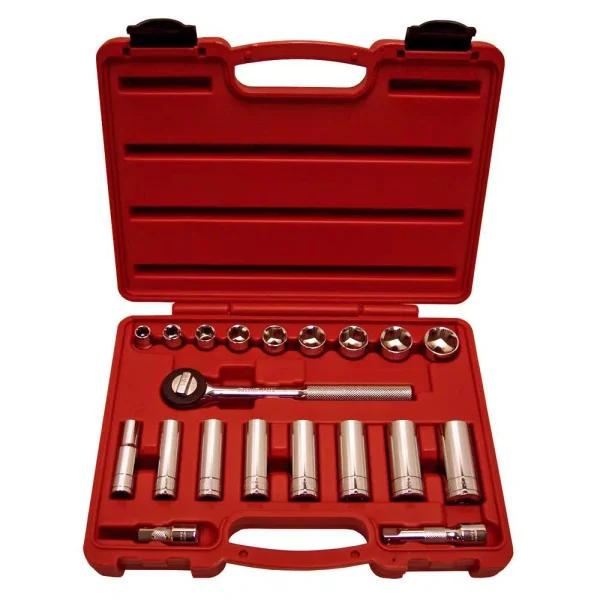 K Tool International 20-Piece 3/8 in. Drive SAE Socket Set with Ratchet and Extensions