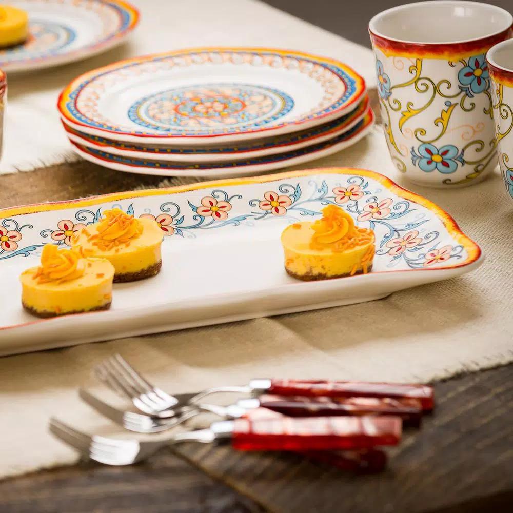 Euro Ceramica Duomo 16.75 in. Rectangular Stoneware Appetizer Platter