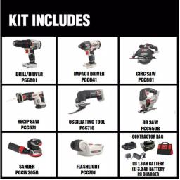 Porter-Cable 20V MAX Lithium-Ion Cordless 8-Tool Combo Kit with 2 Batteries and Charger thumbnail 2