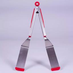 Chefright QuickScoop Brushed Stainless Steel Spatula Tongs with Silicone Edge, Red (Set of 2) thumbnail 2