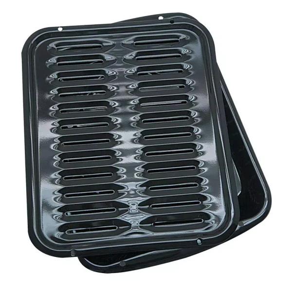 Range Kleen 2-Piece Heavy Duty Porcelain Broiler Pan Set, Black