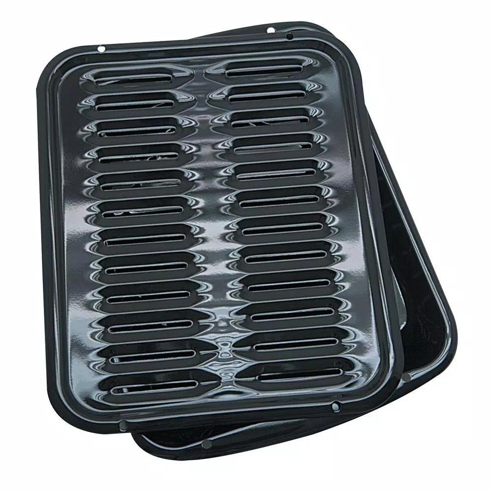 Range Kleen 2-Piece Heavy Duty Porcelain Broiler Pan Set, Black