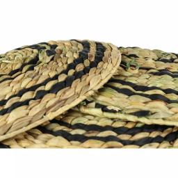 LITTON LANE Natural and Black Spiral Design Wicker Trays, Set of 3 thumbnail 3