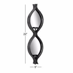 LITTON LANE Eclectic Figure Eight Black Metal Mesh Wall Sconces with Mirror Inlays, Set of 2 thumbnail 4