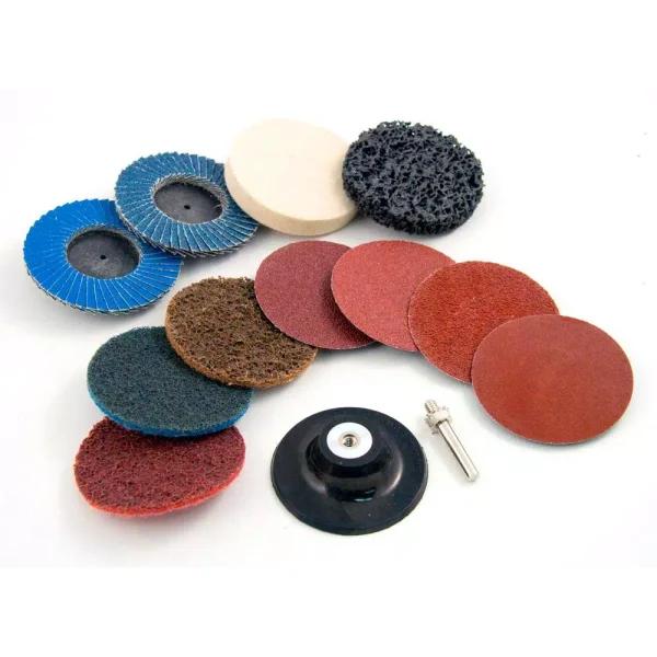 MIBRO 2 in. Twist-Lock Surface Conditioning Kit, 12-Piece Set for Sanding, Buffing and Polishing