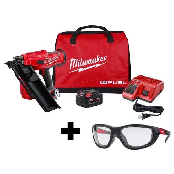 Milwaukee M18 FUEL 3-1/2 in. 30-Degree Cordless Framing Nailer Kit with Performance Safety Glasses