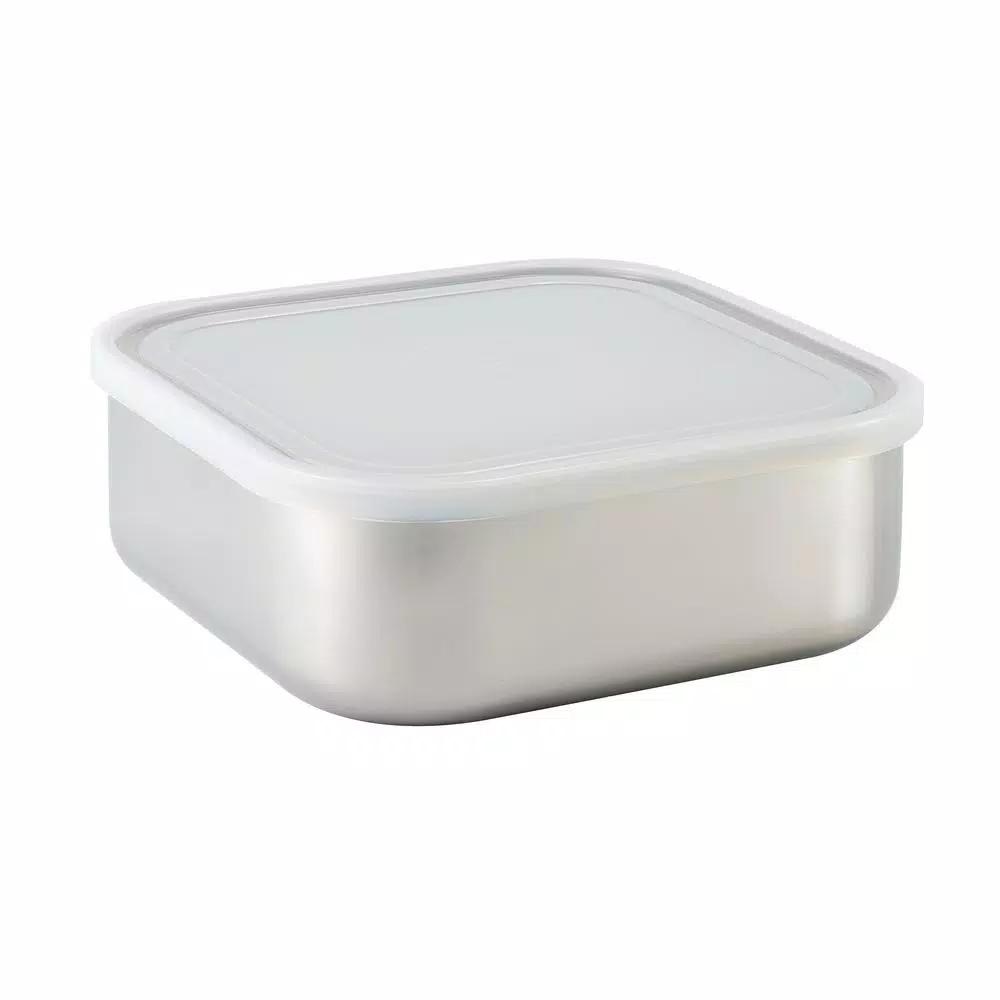 Tramontina 3-Piece Stainless Steel Square Food Storage Container Set with Frosted Lids