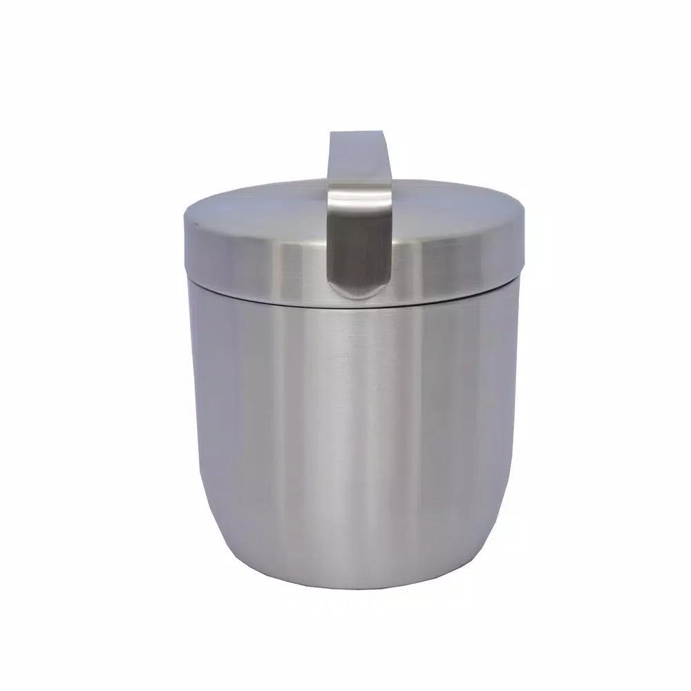 Unbranded Apple 6.75 in. Stainless Steel Ice Bucket with Lid, Matte Finish