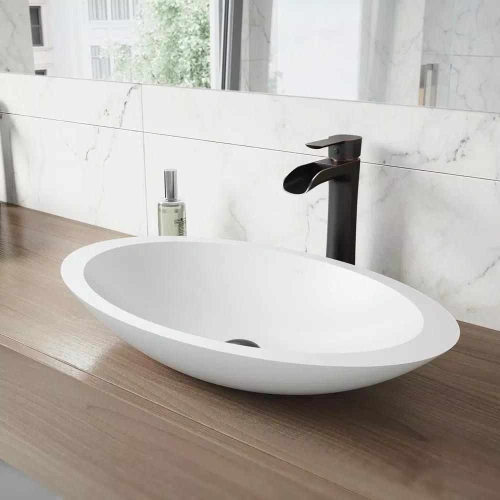 VIGO Niko Single Hole Vessel Bathroom Faucet with Pop-Up Drain, Antique Rubbed Bronze