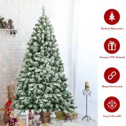 Costway 6 ft. Snow Flocked Artificial Christmas Tree with 928 Branch Tips, Unlit Hinged Pine thumbnail 5