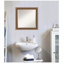 Amanti Art Manhattan 24 in. Square Bronze Wood Framed Beveled Edge Bathroom Vanity Mirror thumbnail 6