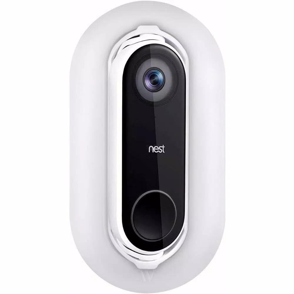 Wasserstein Wall Plate and Adjustable Angle Mount Bundle for Google Nest Hello Video Doorbell, White