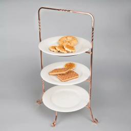 Creative Home 3-Tier Copper Plated Cake Stand & Dessert Display Rack, Handcrafted Iron Tiered Serving Tray thumbnail 5