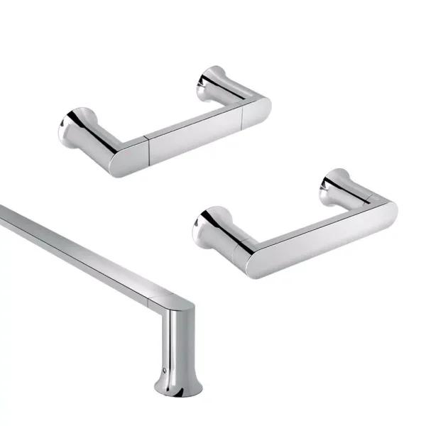 MOEN Genta 3-Piece Chrome Bath Hardware Set: 24 in. Towel Bar, Hand Towel Bar, and Toilet Paper Holder