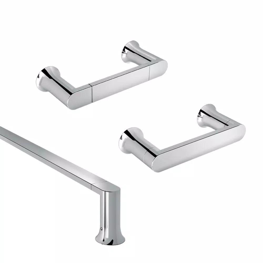 MOEN Genta 3-Piece Chrome Bath Hardware Set: 24 in. Towel Bar, Hand Towel Bar, and Toilet Paper Holder
