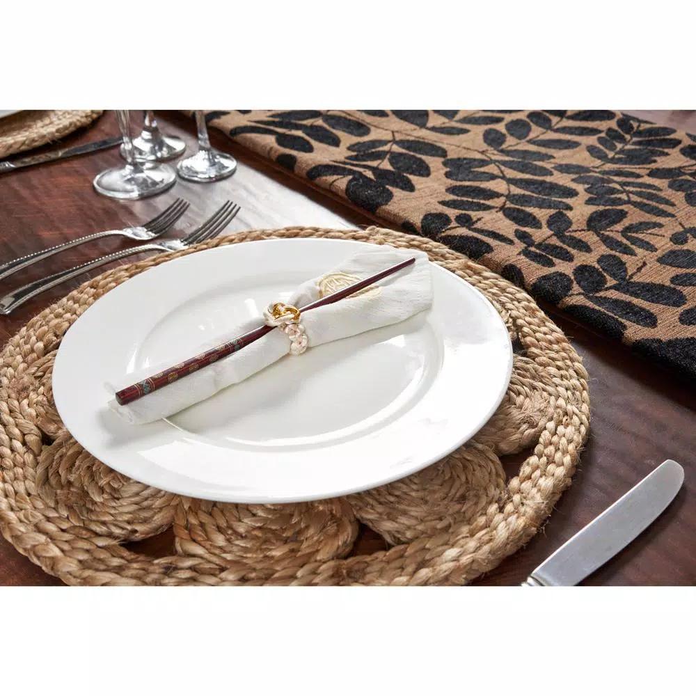 LR Resources 15 in. Natural Jute Braided Round Placemats, Set of 2