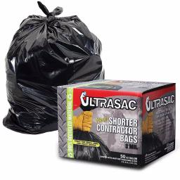 Ultrasac 33 Gallon Short Contractor Trash Bags with Flaps, 3 Mil, 50 Count thumbnail 1