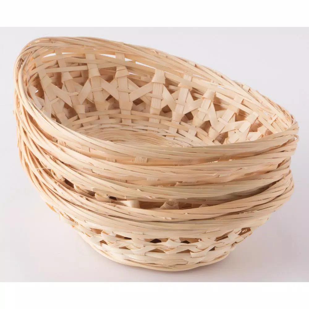 Vintiquewise Natural Bamboo Oval Storage Baskets and Bread Serving Trays, Set of 5