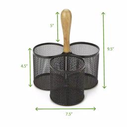 MIND READER 3-Section Black Metal Utensil Caddy, Large Capacity Cutlery & Flatware Organizer for Kitchen Countertop thumbnail 6