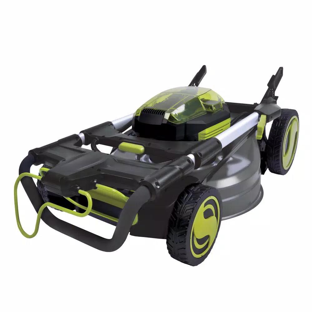 Sun Joe iON100V-21LM 21 in. 100V Cordless Self-Propelled Walk-Behind Lawn Mower Kit with 5.0 Ah Battery and Charger