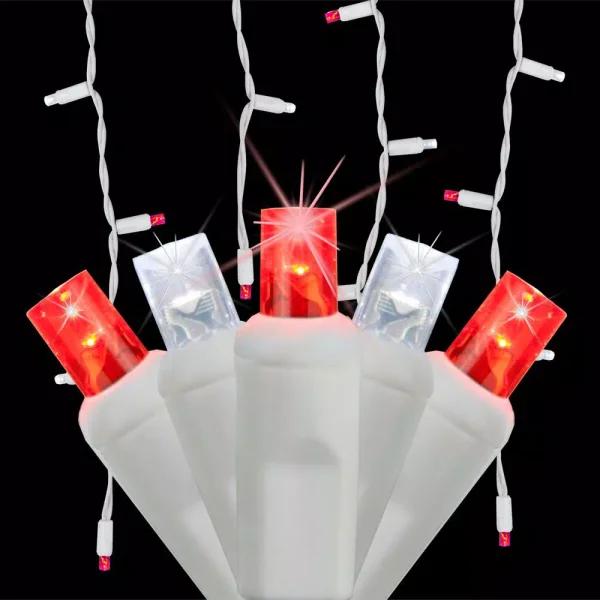 Wintergreen Lighting SoftTwinkle 7 ft. LED Icicle Lights, 70 Red and Cool White Lights