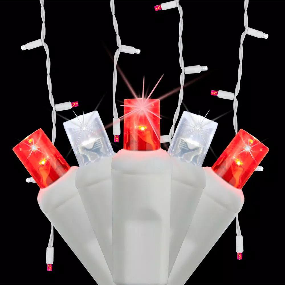 Wintergreen Lighting SoftTwinkle 7 ft. LED Icicle Lights, 70 Red and Cool White Lights