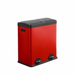 Step N' Sort 16 Gallon Red 2-Compartment Stainless Steel Trash and Indoor Recycling Bin thumbnail 1