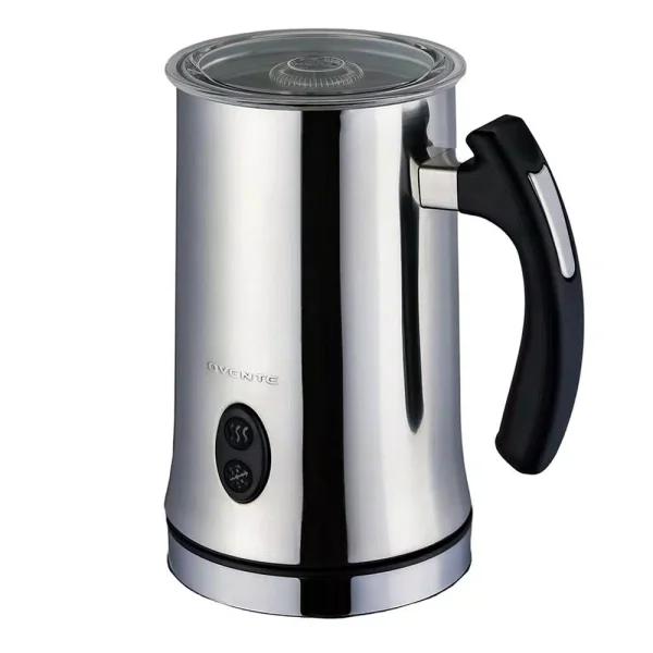 Ovente FR4810 Deluxe Milk Frother, 500W Stainless Steel Electric Frother and Heater with Two Whisks