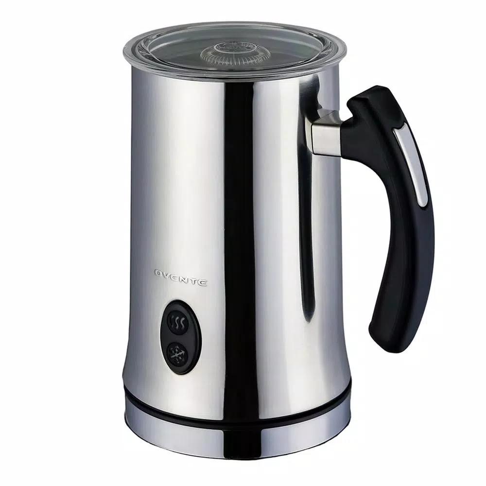 Ovente FR4810 Deluxe Milk Frother, 500W Stainless Steel Electric Frother and Heater with Two Whisks
