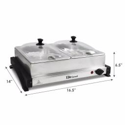 Elite Gourmet 2.5 Qt. Stainless Steel Buffet Server with 2 Crocks and Warming Tray thumbnail 3