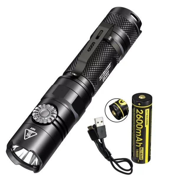 NITECORE EC22 1000 Lumens LED Flashlight with Infinite Variable Brightness and USB Rechargeable Battery