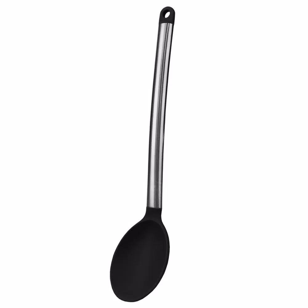 Unbranded Stainless Steel and Silicone Solid Spoon - Black